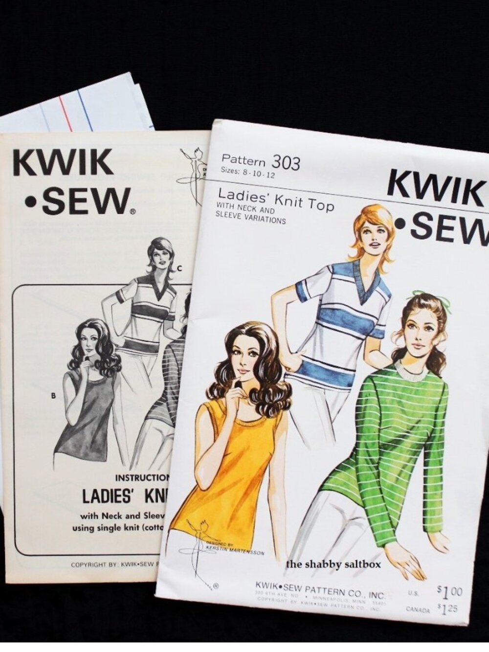 VTG 70 Kwik Sew 303 Sewing Pattern Womens Knit Top Sz 8 10 12 UNCUT Factory Fold